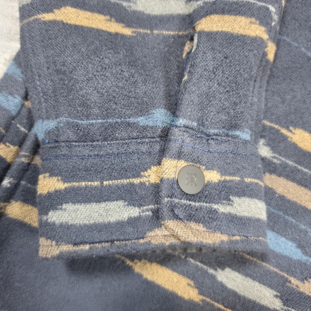 Roark Andes Heavyweight Flannel Shirt Jacket Men's Large Navy Sosho Snaps - Picture 12 of 12